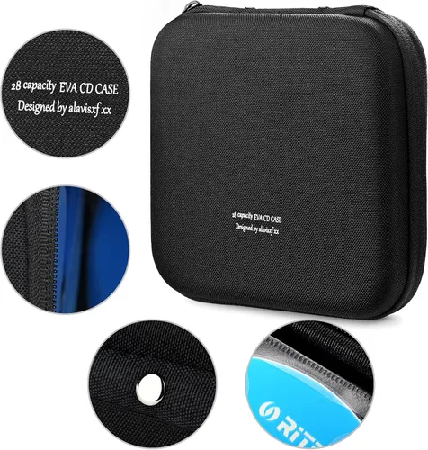 Miniatura 2 de alavisxf xx Estuche para CD, funda protectora de EVA para DVD de 28 capacidades, portátil, con cremallera, para CD, organizador de almacenamiento