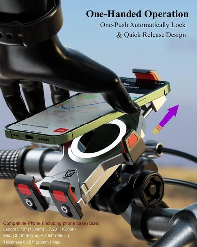Miniatura 6 de BRCOVAN Soporte de teléfono para motocicleta de aleación de aluminio antirrobo con amortiguador de vibraciones y bloqueo seguro, soporte ajustable