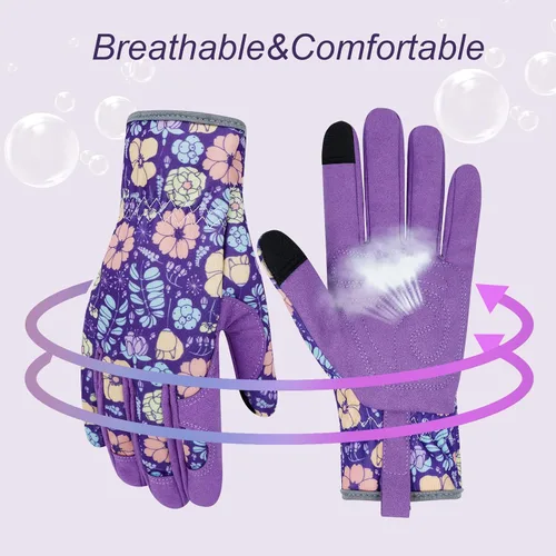 Miniatura 4 de Guantes de jardinería de cuero para mujer, guantes de jardín a prueba de espinas, guantes de trabajo para pantalla táctil, regalos ColorR
