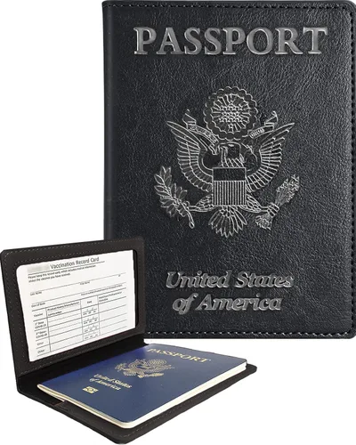 Combo de soporte para pasaporte etiqueta de equipaje pasaporte y tarjeta de vacuna soporte para pasaporte con ranura para tarjeta de vacuna