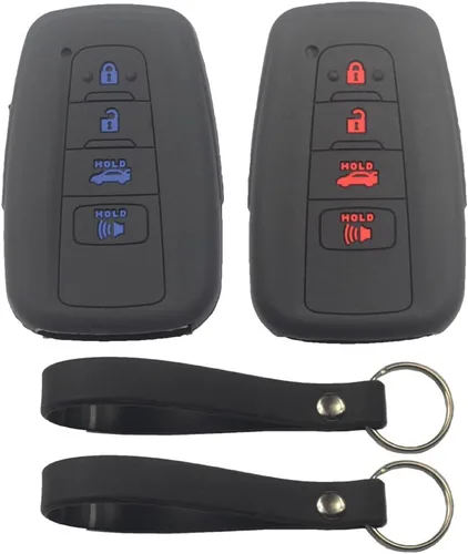 Miniatura 11 de 2 fundas de silicona de goma con 4 botones para llavero inteligente, sin llave, compatible con Toyota Corolla Highlander Camry Rav4 2019 2020 2021