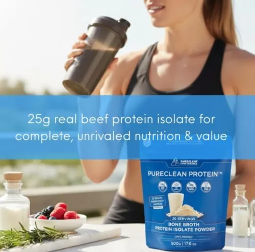 Miniatura 5 de Proteína PureClean – 17.64 oz de carne de res + polvo aislado de colágeno Cero rellenos Rico en EAA, BCAA, glicina y prolina para músculos