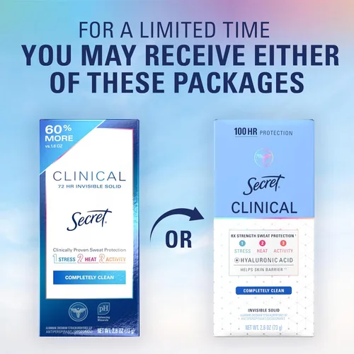 Miniatura 9 de Secret Clinical Strength Desodorante antitranspirante para mujeres, 3X Protección contra el estrés, 72 horas de protección contra el sudor