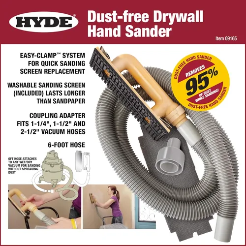 Miniatura 2 de Hyde Tools - Lijadora de mano al vacío 09165 para paneles de yeso libre de polvo con manguera de 6 pies
