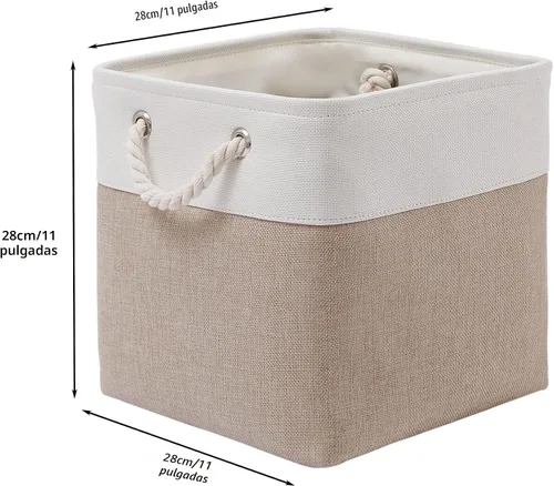 Miniatura 5 de MidmmVick Contenedores de almacenamiento de cubos de 11 x 11 pulgadas, paquete de 6 cubos de almacenamiento plegables grandes de tela con cuerdas