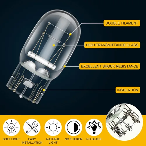 Miniatura 4 de Meonum 10 piezas Bombilla 7443, T20 1891 7443LL Bombilla de luz de freno para circulación diurna (DRL), W21/5W Bombilla de repuesto para luz