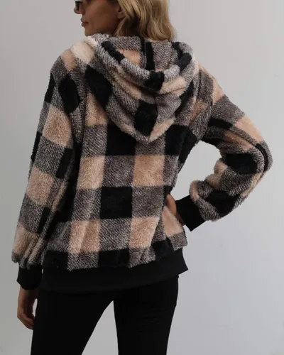 Miniatura 2 de Yanekop - Sudadera con capucha para mujer, tamaño grande, de forro polar sherpa para mujer.