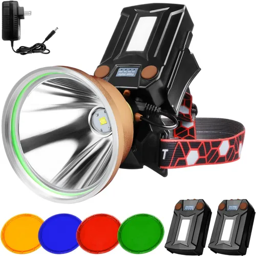 Luces de Caza de Mapache, Linterna de Cabeza LED de Alta Potencia, Linterna de Cabeza Recargable Superbrillante, Linterna de Foco al Aire Libre