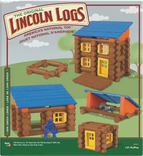 Miniatura 3 de LINCOLN LOGS - Cabaña de Oak Creek - 137 piezas - Troncos de madera real - Edades 3+ - Mejor set de regalo de construcción retro para niños/niñas