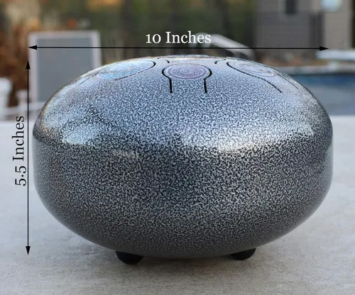 Miniatura 5 de Chakra - Tambor para lengua de acero con 7 notas de 10.0 in, tambor de cacerola, percusión con bolsa de viaje acolchada y mazos (gris)