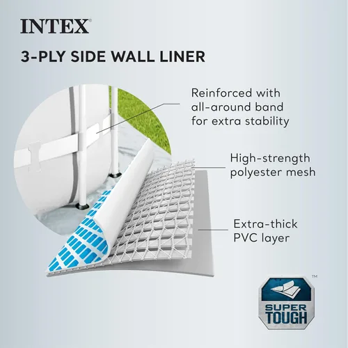 Miniatura 5 de Intex 26723EH - Juego de piscina sobre el suelo con marco de prisma de 15 pies por 42 pulgadas con cubierta de residuos, escalera y bomba de filtro