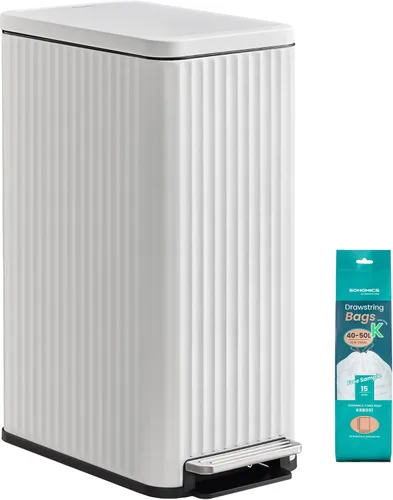 Miniatura 14 de SONGMICS Bote de basura de 13 galones (50 L) para cocina, con tapa, pedal y cubo interior extraíble, cierre suave, acero inoxidable, 15 bolsas