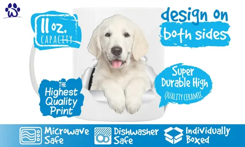 Miniatura 3 de Winston & Bear Magnífica taza de café de cerámica Golden Retriever Puppy – Regalo perfecto para Golden Retriever – Taza divertida y linda
