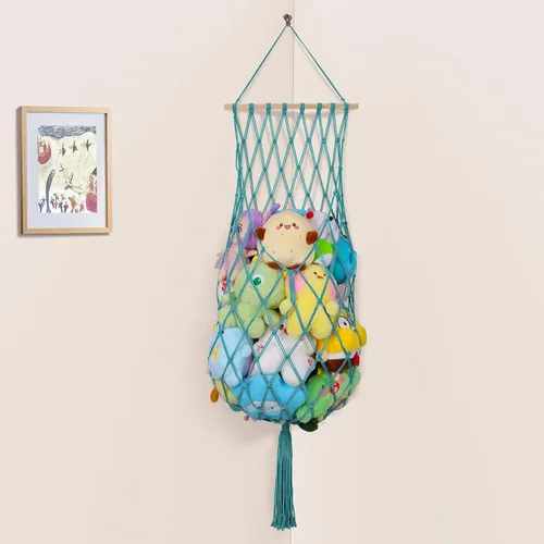 Miniatura 24 de Almacenamiento de animales de peluche jumbo de 63 pulgadas con luz LED de estrella, hamaca de juguete para colgar en la pared del techo sobre