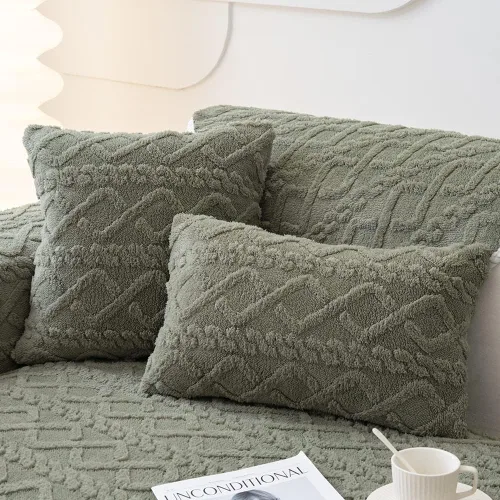 Miniatura 23 de vctops Fundas de sofá de jacquard geométrico de lujo para sofá de granja, funda neutra antideslizante para sofá seccional, funda suave y cálida