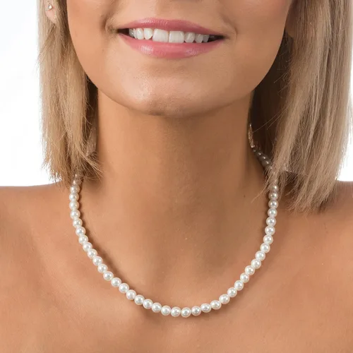 Miniatura 4 de PAVOI Collar redondo de plata de ley con perlas de concha de imitación blanca Gargantilla de perlas Joyería para mujer