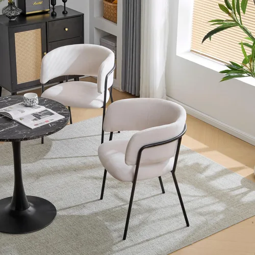 Miniatura 3 de Christopher Knight Home Juego de 2 sillas de comedor Nest, silla de cocina tapizada, silla de comedor con respaldo curvo, silla de comedor con marco
