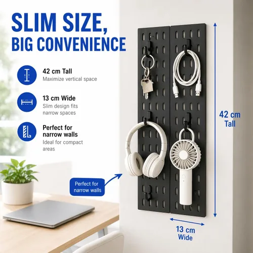 Miniatura 8 de Organizador de pared de tablero perforado: sistema modular para configuración de juegos, soluciones de almacenamiento de oficina y cocina que crean