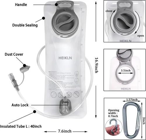Miniatura 2 de HEIKLN Bolsa de hidratación de 1.5L-2L-3L, depósito de agua a prueba de fugas, sin BPA, bolsa de almacenamiento de agua militar, bolsa de 3L blanco