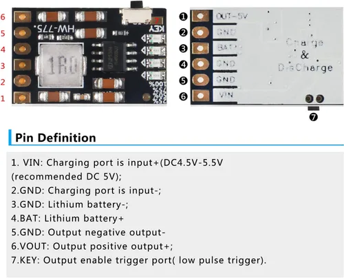 Miniatura 6 de 10 unids 2A 5V descarga de carga módulo integrado 3.7 V 4.2 V batería de litio Boost protección de energía móvil DIY módulo de placa PCB electrónico