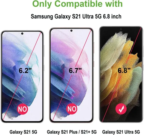 Miniatura 2 de Protector de pantalla de privacidad para Samsung Galaxy S21 Ultra 5G de vidrio templado de 6.8 pulgadas (paquete de 2) con protector de lente