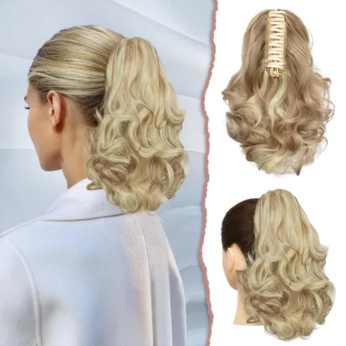 Miniatura 21 de Sofeiyan Extensión de cola de caballo de 11 pulgadas con clip de garra, extensiones de cabello con cola de caballo, cola de caballo larga y rizada