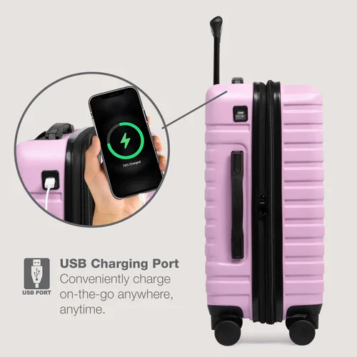 Miniatura 4 de U.S. Traveler Boren - Maleta de viaje de policarbonato resistente con 8 ruedas giratorias, asa de aluminio