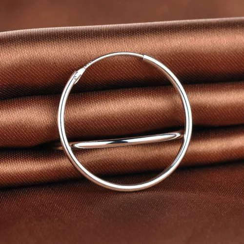 Miniatura 3 de Infinite U - Pendientes de aro para mujer, plata de ley 925 de 12 a 2.362in, pulido redondo con bisagras