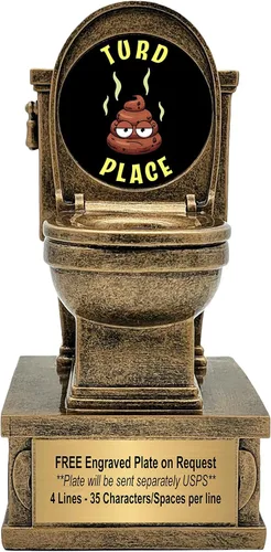 Miniatura 13 de Decade Awards Trofeo de pedestal dorado para inodoro con insertos opcionales, 7 pulgadas de alto, placa grabada bajo petición Golf