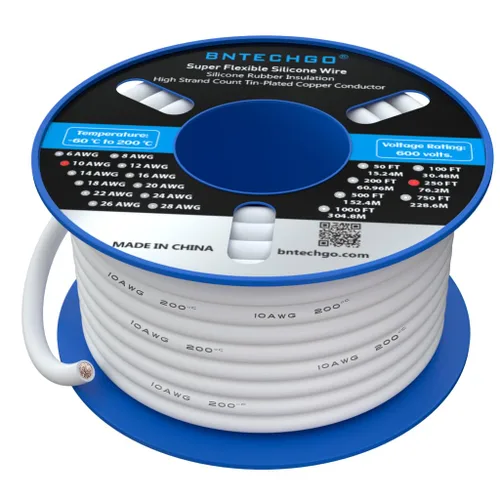 Miniatura 31 de BNTECHGO Carrete de alambre de silicona calibre 10 de 25 pies, alambre de cobre estañado trenzado de 10 AWG, color azul flexible
