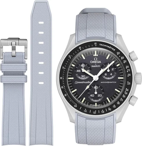 Miniatura 17 de Correa Stanchev para reloj Moonswatch, correa de silicona suave curvada sin espacio de 20mm para reloj Omega X Swatch Speedmaster, correa