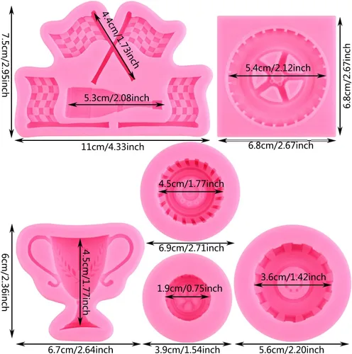 Miniatura 2 de ZiXiang Molde de silicona para decoración de pasteles, bandera, trofeos de neumáticos, pasta de goma de chocolate, juego de 6 Estilo F