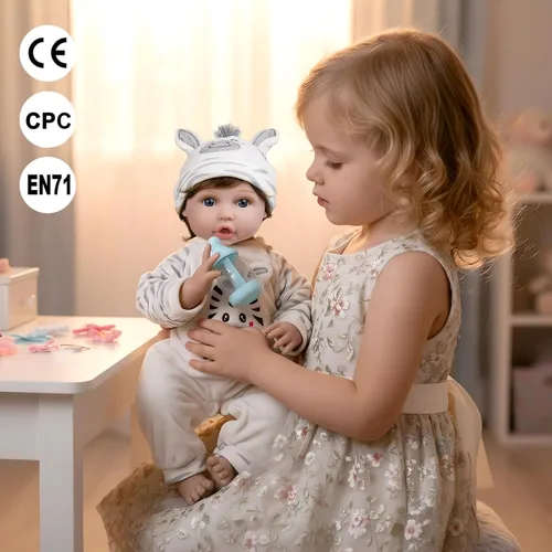 Miniatura 7 de Aori Muñecas de bebé recién nacidas realistas de 22 pulgadas con cuerpo suave y con peso y trajes de cebra, juego de regalo para niños de 3 años