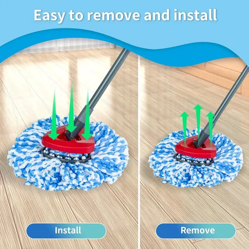 Miniatura 5 de Paquete de 4 cabezales de repuesto para trapeador giratorio compatible con el sistema RinseClean de 2 tanques, solo repuestos de microfibra (4)