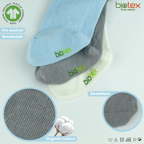Miniatura 2 de 3 pares de medias de algodón orgánico para bebé niña y niño para invierno, leggings sin costuras, medias para recién nacidos, medias para niños