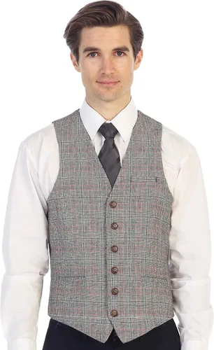 Miniatura 88 de Gioberti Chaleco de tweed formal de 6 botones para hombres
