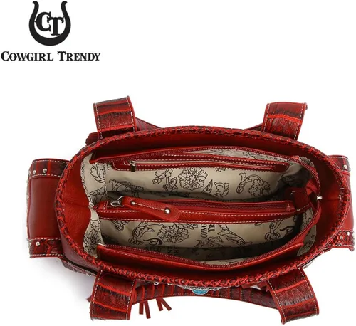 Miniatura 6 de Juego de cartera de estilo occidental con flecos estilo vaquera conchos bolsas de hombro para mujer