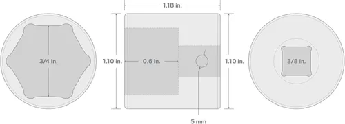Miniatura 4 de TEKTON Dado de Impacto Hexagonal de 3/8 x 3/4 pulgadas, Poco Profundo SID12019