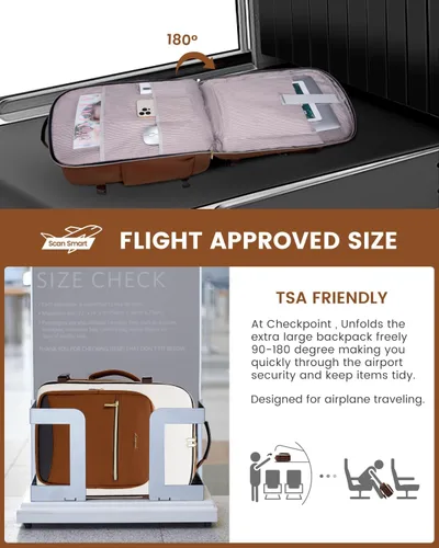 Miniatura 2 de LOVEVOOK Mochila de viaje de 40 L para mujeres y hombres, equipaje de mano aprobado por aerolíneas con 3 cubos de embalaje, bolsas de noche TSA