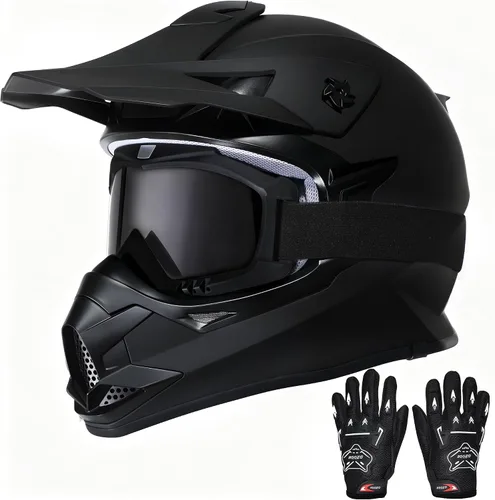 Casco de motocross para niños, casco de motocross para niños, casco de motocross para todoterreno, UTV, BMX, casco de motocicleta con guantes de