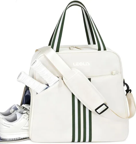 Miniatura 11 de Bolsa de Pickleball Mochila de Pickleball para Mujeres Bolsa de Equipamiento Deportivo con Compartimento para Zapatos Accesorio de Regalo 30L, Beige