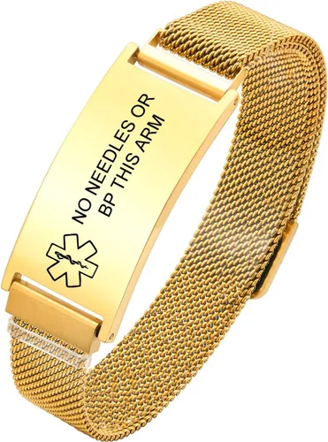 Miniatura 54 de VNOX Pulsera de identificación de alerta médica para hombres y mujeres, pulseras de alerta médica con grabado personalizado para mujeres y hombres