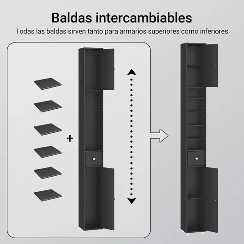 Miniatura 5 de Haotian - Gabinete estrecho de almacenamiento para baño, organizadores altos y delgados para baño y almacenamiento para espacios pequeños, gabinete