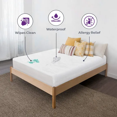 Miniatura 3 de BLISSFORD Protector de colchón de plástico con cremallera, funda de colchón de vinilo impermeable, funda de colchón resistente y silenciosa