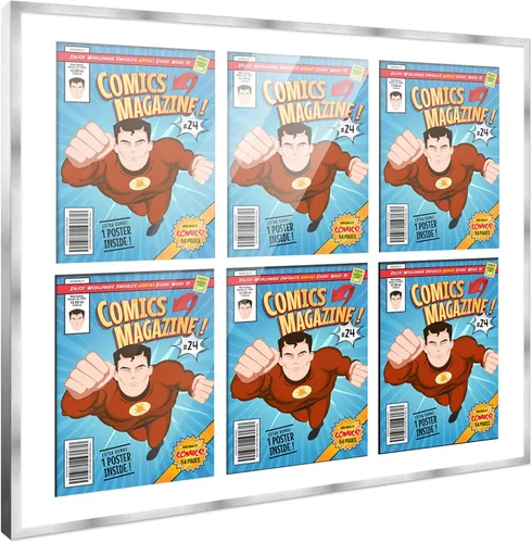 Miniatura 60 de Poster Palooza Marco de cómic con paspartú para 1 cómic de la Edad de Bronce publicado entre 1970 y 1985, marco de cómic negro para cómic de 7.25 x