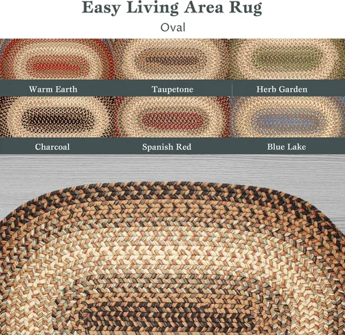 Miniatura 7 de Rhody Rug Easy Living EL33 Taupetone - Alfombra ovalada trenzada de 4 x 6 pies, decoración del hogar, tapete para piso o dormitorio, de fácil