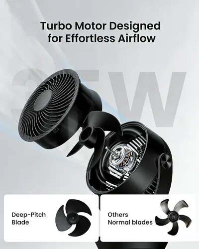 Miniatura 4 de PNTCK Ventilador circulador de aire para dormitorio, ventilador de mesa oscilante silencioso con 4 velocidades, control remoto, oscilación de 90°