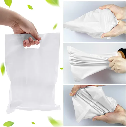Miniatura 7 de 40 bolsas de regalo de plástico blanco para dulces, bolsas de plástico troqueladas para cumpleaños, baby shower, boda, fiesta