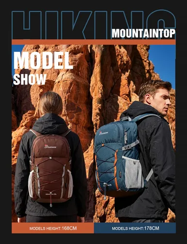 Miniatura 3 de MOUNTAINTOP Mochila de senderismo de 25 litros, mochila de viaje ligera para hombres y mujeres, mochileros al aire libre, camping Granate
