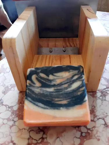 Miniatura 4 de Voulosimi Molde de madera para hacer jabón, molde cortador de jabón para pan con cortador ondulado y rebanada recta